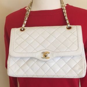 Authentic Chanel white quilted bag